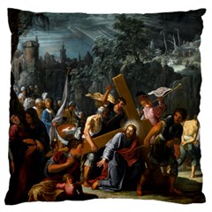 Christ On The Road To Calvary Large Cushion Case (one Side) by ArtworkByPatrick