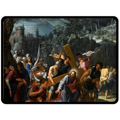 Christ On The Road To Calvary Double Sided Fleece Blanket (large)  by ArtworkByPatrick