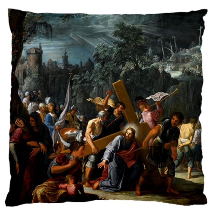 Christ On The Road To Calvary Large Flano Cushion Case (Two Sides)