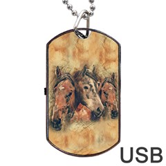 Head Horse Animal Vintage Dog Tag Usb Flash (two Sides) by Sudhe