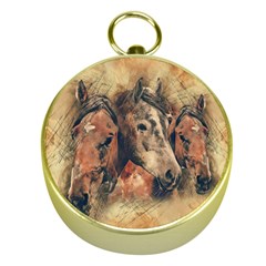 Head Horse Animal Vintage Gold Compasses by Sudhe