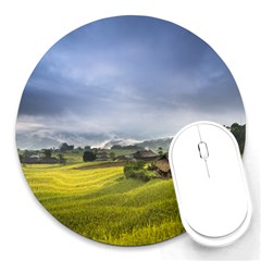 Vietnam Terraces Rice Silk Round Mousepads by Sudhe