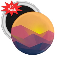 Image Sunset Landscape Graphics 3  Magnets (10 Pack)  by Sudhe