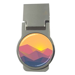 Image Sunset Landscape Graphics Money Clips (round)  by Sudhe