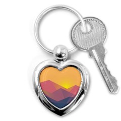 Image Sunset Landscape Graphics Key Chains (heart)  by Sudhe