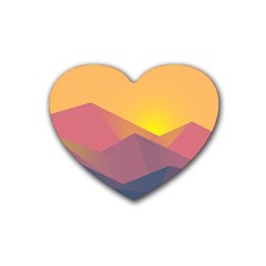 Image Sunset Landscape Graphics Heart Coaster (4 Pack)  by Sudhe