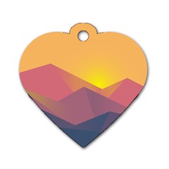 Image Sunset Landscape Graphics Dog Tag Heart (one Side) by Sudhe