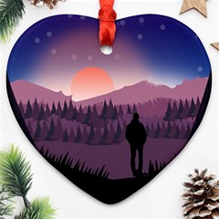 Dusk Sunset Dawn Sky Evening Ornament (heart) by Sudhe