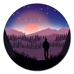 Dusk Sunset Dawn Sky Evening Magnet 5  (round) by Sudhe