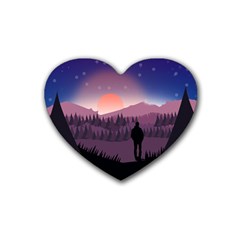 Dusk Sunset Dawn Sky Evening Rubber Coaster (heart)  by Sudhe