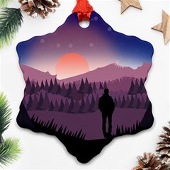 Dusk Sunset Dawn Sky Evening Snowflake Ornament (two Sides) by Sudhe