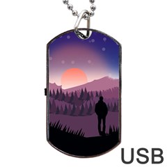 Dusk Sunset Dawn Sky Evening Dog Tag Usb Flash (one Side) by Sudhe