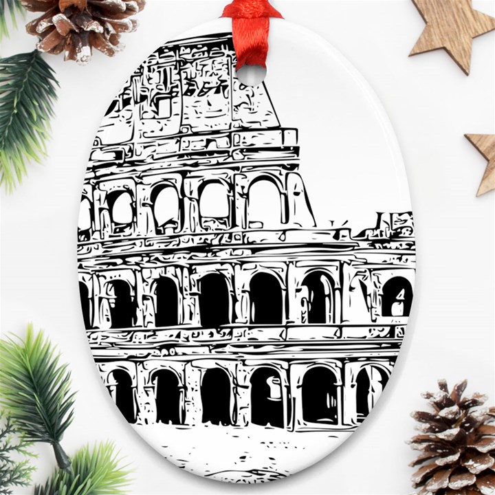 Line Art Architecture Ornament (Oval)