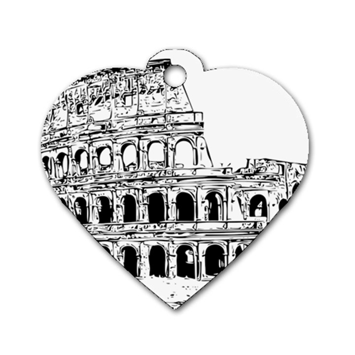 Line Art Architecture Dog Tag Heart (One Side)