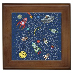 Cat Cosmos Cosmonaut Rocket Framed Tiles by Sudhe