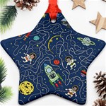 Cat Cosmos Cosmonaut Rocket Ornament (Star) Front