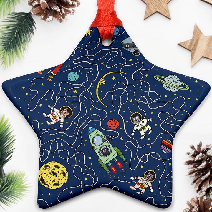 Cat Cosmos Cosmonaut Rocket Ornament (Star)