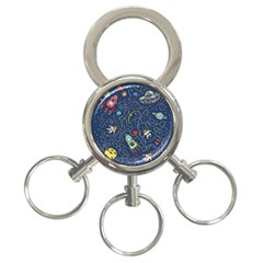 Cat Cosmos Cosmonaut Rocket 3-ring Key Chains by Sudhe