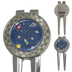 Cat Cosmos Cosmonaut Rocket 3-in-1 Golf Divots by Sudhe