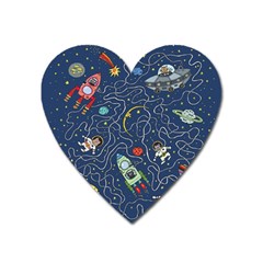 Cat Cosmos Cosmonaut Rocket Heart Magnet