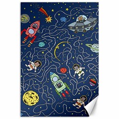 Cat Cosmos Cosmonaut Rocket Canvas 12  X 18  by Sudhe