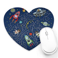 Cat Cosmos Cosmonaut Rocket Heart Mousepads by Sudhe