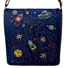 Cat Cosmos Cosmonaut Rocket Flap Closure Messenger Bag (s) by Sudhe