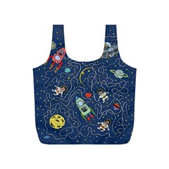 Cat Cosmos Cosmonaut Rocket Full Print Recycle Bag (s) by Sudhe