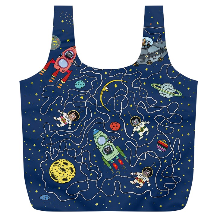 Cat Cosmos Cosmonaut Rocket Full Print Recycle Bag (XL)