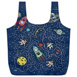 Cat Cosmos Cosmonaut Rocket Full Print Recycle Bag (XL) Back