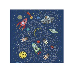 Cat Cosmos Cosmonaut Rocket Small Satin Scarf (square) by Sudhe