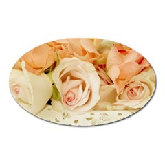 Roses Plate Romantic Blossom Bloom Oval Magnet by Sudhe