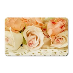 Roses Plate Romantic Blossom Bloom Magnet (rectangular) by Sudhe