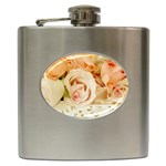 Roses Plate Romantic Blossom Bloom Hip Flask (6 oz) Front