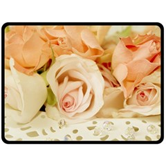 Roses Plate Romantic Blossom Bloom Fleece Blanket (large)  by Sudhe