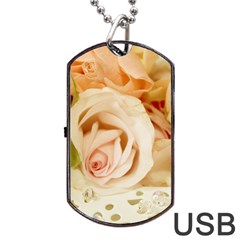 Roses Plate Romantic Blossom Bloom Dog Tag Usb Flash (two Sides) by Sudhe