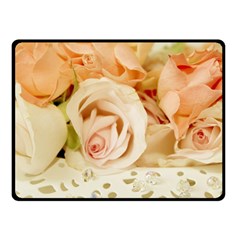 Roses Plate Romantic Blossom Bloom Double Sided Fleece Blanket (small)  by Sudhe