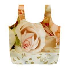 Roses Plate Romantic Blossom Bloom Full Print Recycle Bag (l) by Sudhe