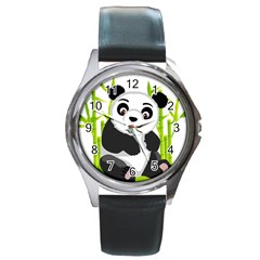 Giant Panda Bear Round Metal Watch by Sudhe