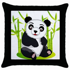 Giant Panda Bear Throw Pillow Case (black) by Sudhe