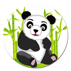 Giant Panda Bear Magnet 5  (round) by Sudhe