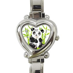 Giant Panda Bear Heart Italian Charm Watch by Sudhe