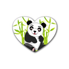 Giant Panda Bear Rubber Coaster (heart)  by Sudhe