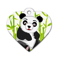 Giant Panda Bear Dog Tag Heart (two Sides) by Sudhe