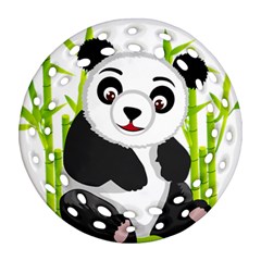 Giant Panda Bear Ornament (round Filigree) by Sudhe