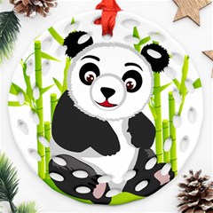 Giant Panda Bear Round Filigree Ornament (two Sides) by Sudhe