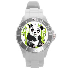 Giant Panda Bear Round Plastic Sport Watch (l) by Sudhe