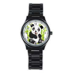 Giant Panda Bear Stainless Steel Round Watch by Sudhe