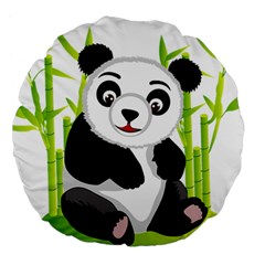 Giant Panda Bear Large 18  Premium Flano Round Cushions by Sudhe