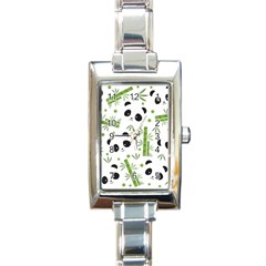 Giant Panda Bear Bamboo Icon Green Bamboo Rectangle Italian Charm Watch by Sudhe